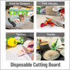 Mind Reader E-Z Board Disposable Plastic Cutting Board, 20 Square Feet, Easy Clean-Up and Convenient Use, Ideal for Camping, Hunting, Boating, and For People With Food Allergies, Clear