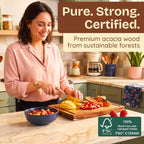 Non-Toxic Acacia Wood Cutting Board, Mineral Oil & Plastic Free, 16x11 in