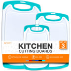 Cutting Boards for Kitchen - BPA-Free Chopping Board - Different Sizes & Non Slip Handles - Reversible, Large Cutting Board Set - Unique Gifts for Cooks Who Have Everything - 3-Pack Gray