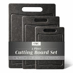 COOK WITH COLOR Non-Slip Cutting Board Set – Kitchen Essentials with Easy Grip Handle for Meat, Veggies, and Fruits, 4 Cutting Boards, Black