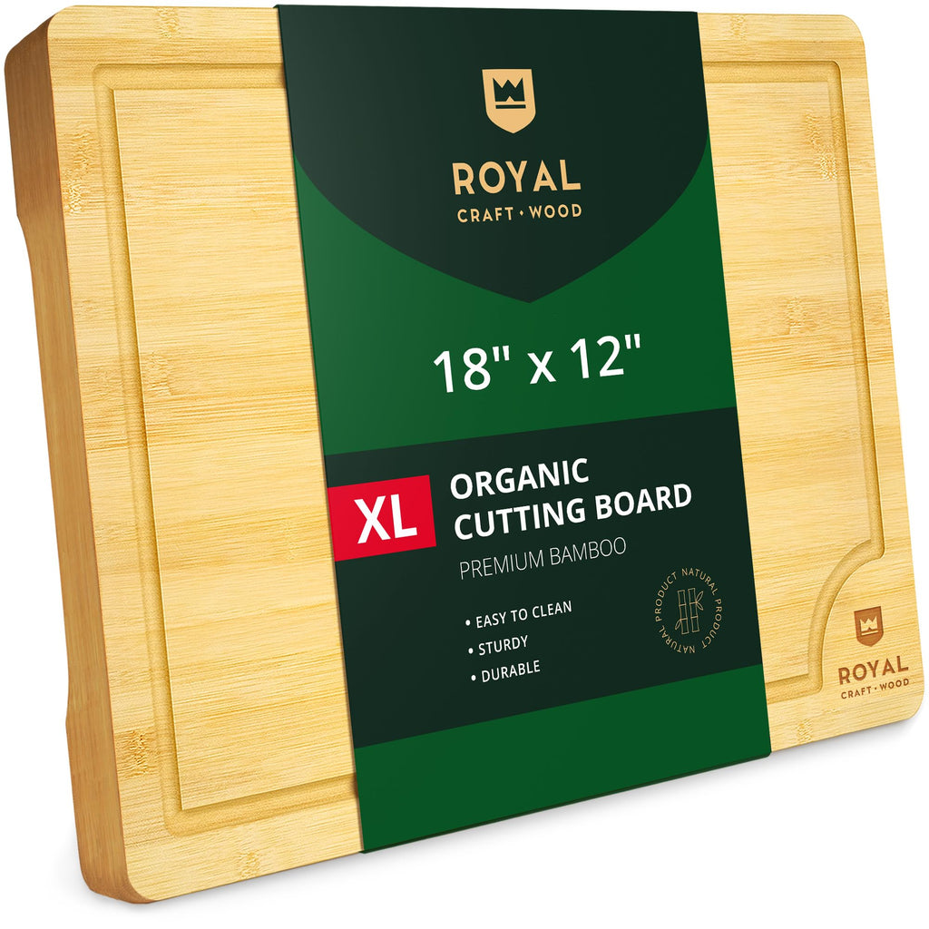 ROYAL CRAFT WOOD Cutting Board with Juice Groove - Kitchen Chopping Board for Meat Cheese and Vegetables, Heavy Duty Serving Tray