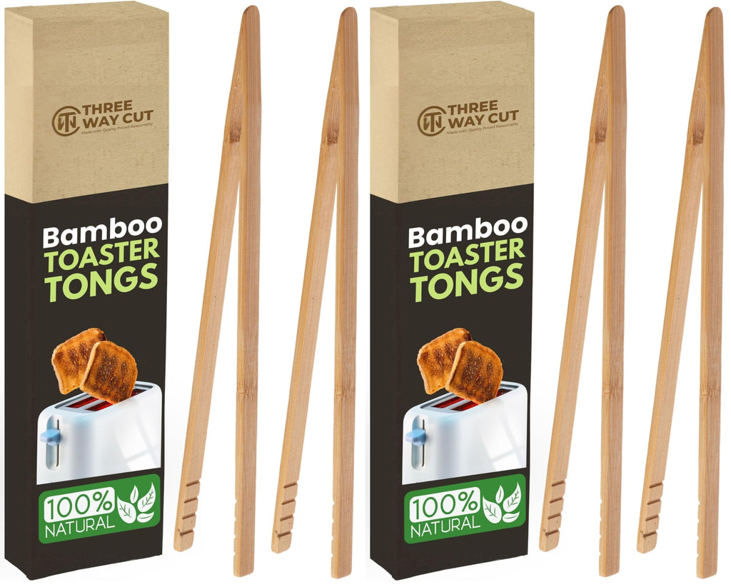 Toaster Tongs With Magnet | Kitchen Utensils For Cooking and Holding Toast Bacon Muffin Bagel Bread | 8 Inch Long Natural Non Toxic Bamboo