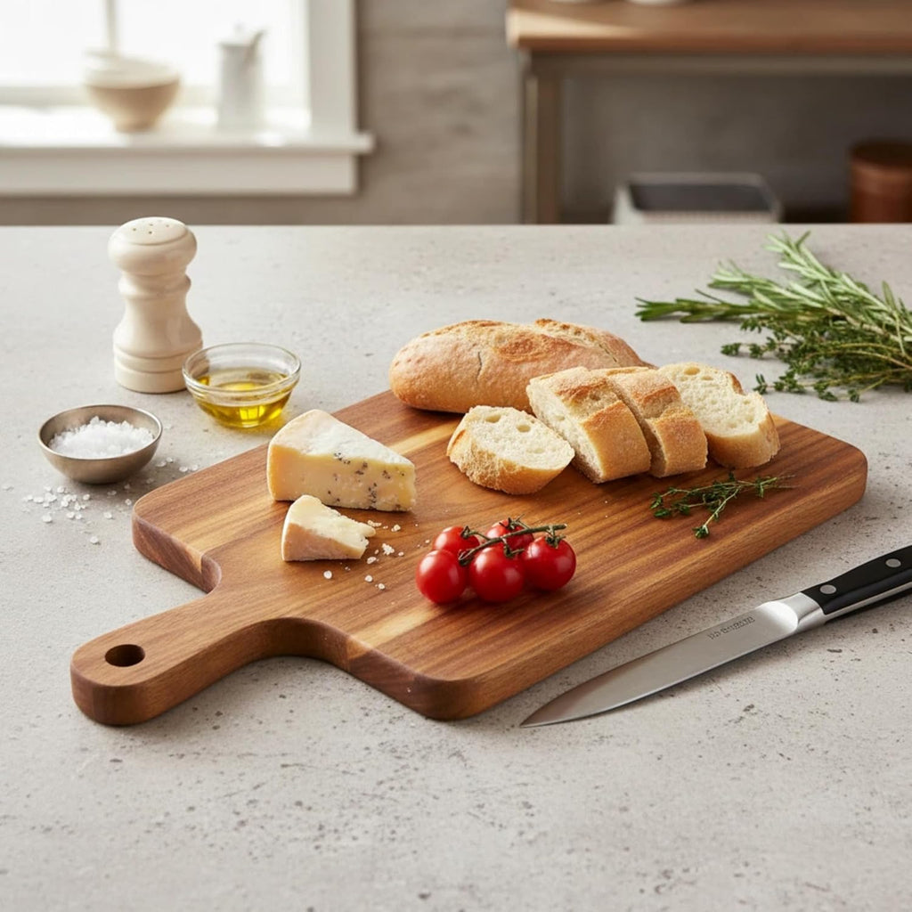 Small Acacia Wood Cutting Board with Handle, 13x7 Charcuterie Serving Tray