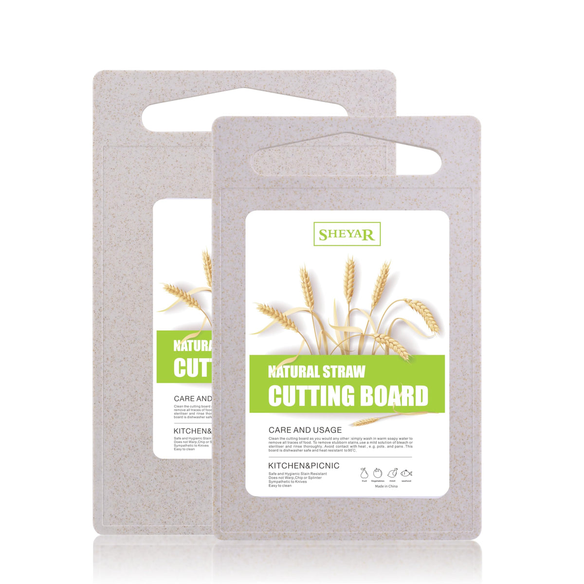 Cutting Board for Kitchen, Wheat Straw Fiber Cutting Board, Dish Washer Safe, w/Juice Grooves for Meat, Veggies, Easy Grip Handle, Non-slip Surface Eco-friendly Serveware Accessories （10‘x6.3’）