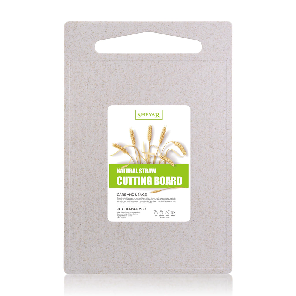 Cutting Board for Kitchen, Wheat Straw Fiber Cutting Board, Dish Washer Safe, w/Juice Grooves for Meat, Veggies, Easy Grip Handle, Non-slip Surface Eco-friendly Serveware Accessories （10‘x6.3’）