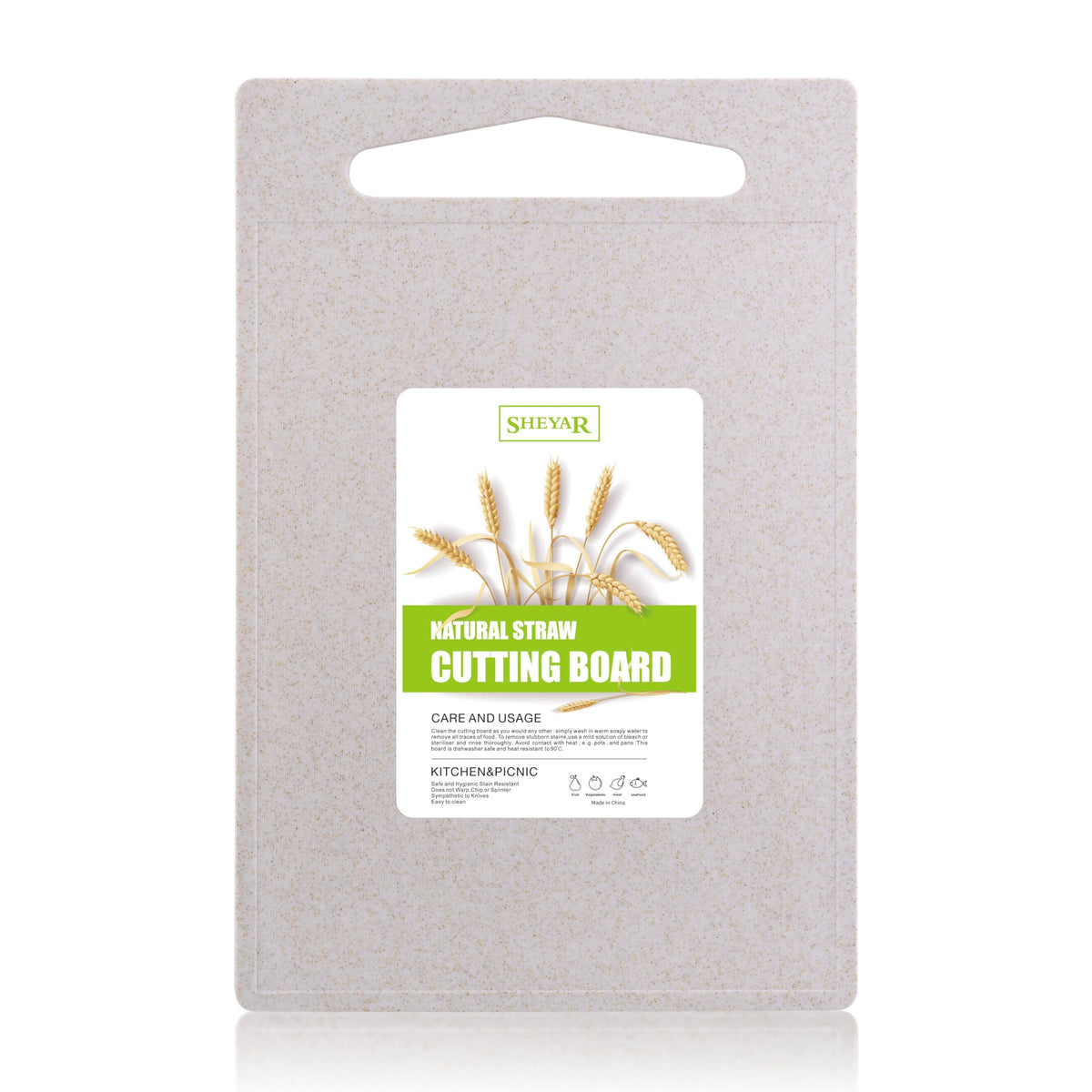 Cutting Board for Kitchen, Wheat Straw Fiber Cutting Board, Dish Washer Safe, w/Juice Grooves for Meat, Veggies, Easy Grip Handle, Non-slip Surface Eco-friendly Serveware Accessories （10‘x6.3’）