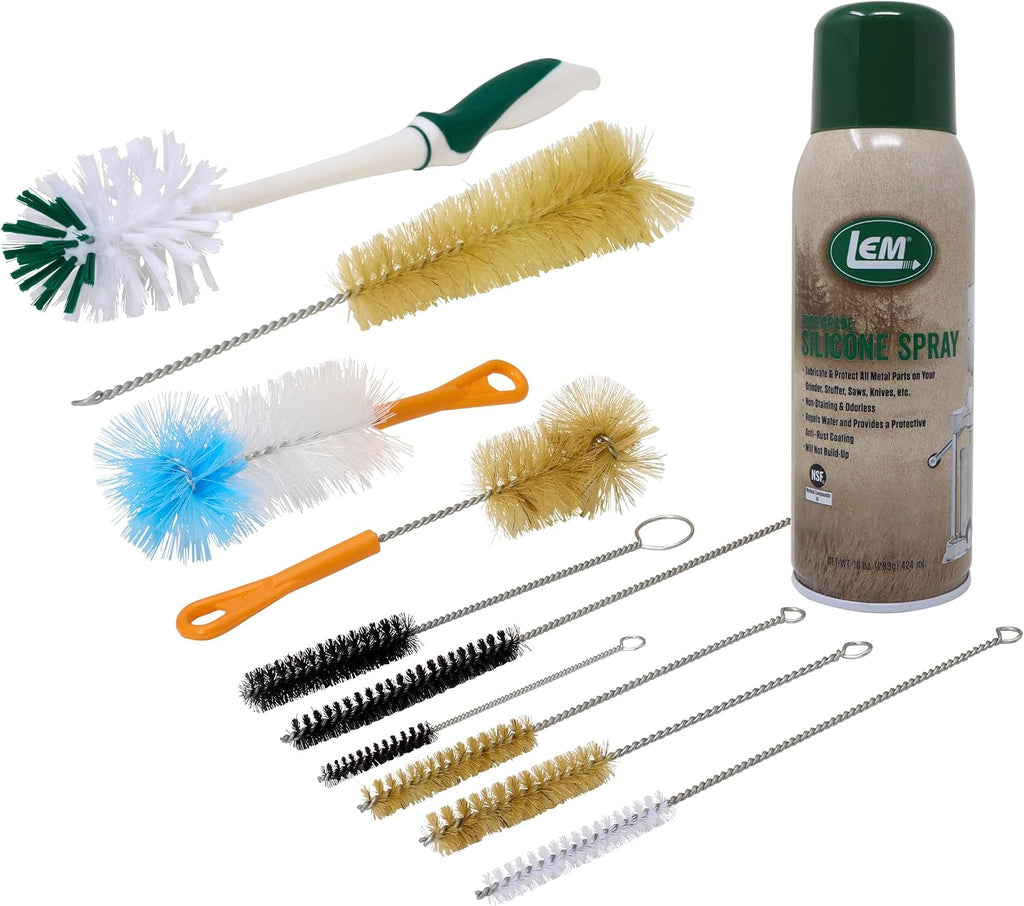 LEM Products Meat Grinder Cleaning Kit, 10 Brushes and Silicone Spray
