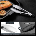 7-Inch Stainless Steel Kitchen Tongs Set, for Cooking Serving (7", 3PCS)