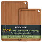 Keechee Bamboo Cutting Board, Durable Wood Cutting Boards for Kitchen with Deep Juice Grooves & Built-in Handles, Ideal Charcuterie & Chopping for Meat, Vegetables and Fruits Kitchen Gifts for Men