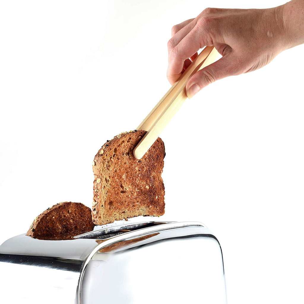 Norpro 1982 8" Bamboo 8" Toaster Tongs with Magnet, One Size