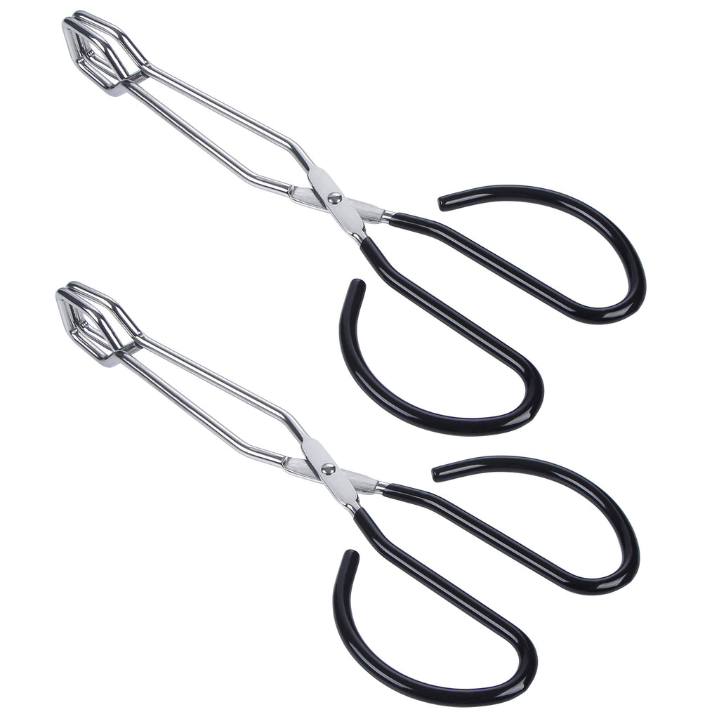 MSY BIGSUNNY Scissor Tongs Heavy Duty Cooking Tongs with Soft Handles (Stainless Steel, blue 10")
