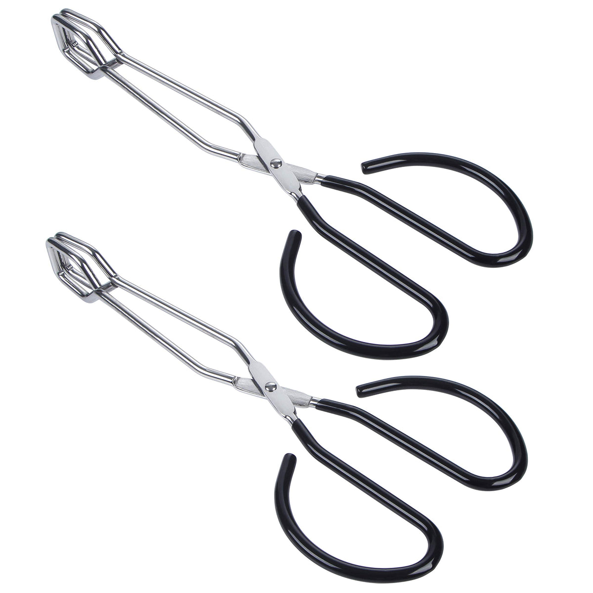 MSY BIGSUNNY Scissor Tongs Heavy Duty Cooking Tongs with Soft Handles (Stainless Steel, blue 10")