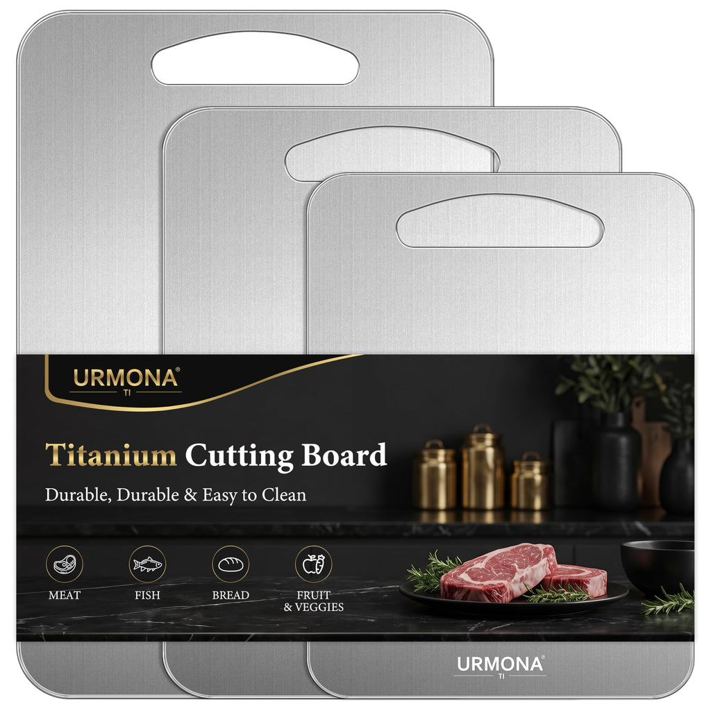 URMONA 3 PCS 304 Stainless Steel Cutting Board Set for Kitchen