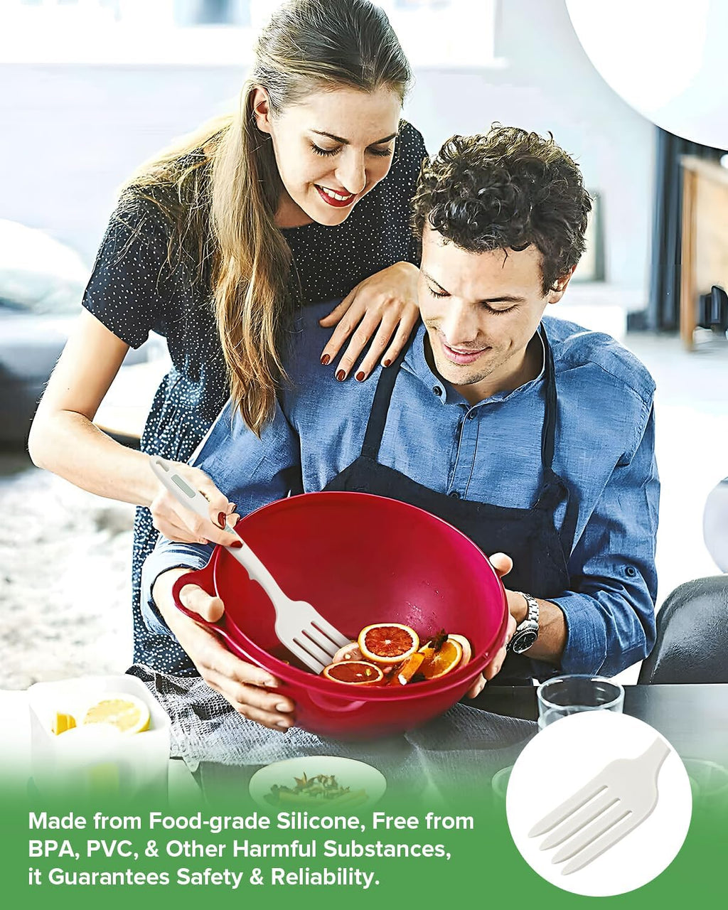 Large Silicone Flexible Cooking Fork, Non Stick Whisks for Mix Ingredients