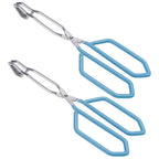 MSY BIGSUNNY Scissor Tongs Heavy Duty Cooking Tongs with Soft Handles (Stainless Steel, blue 10")
