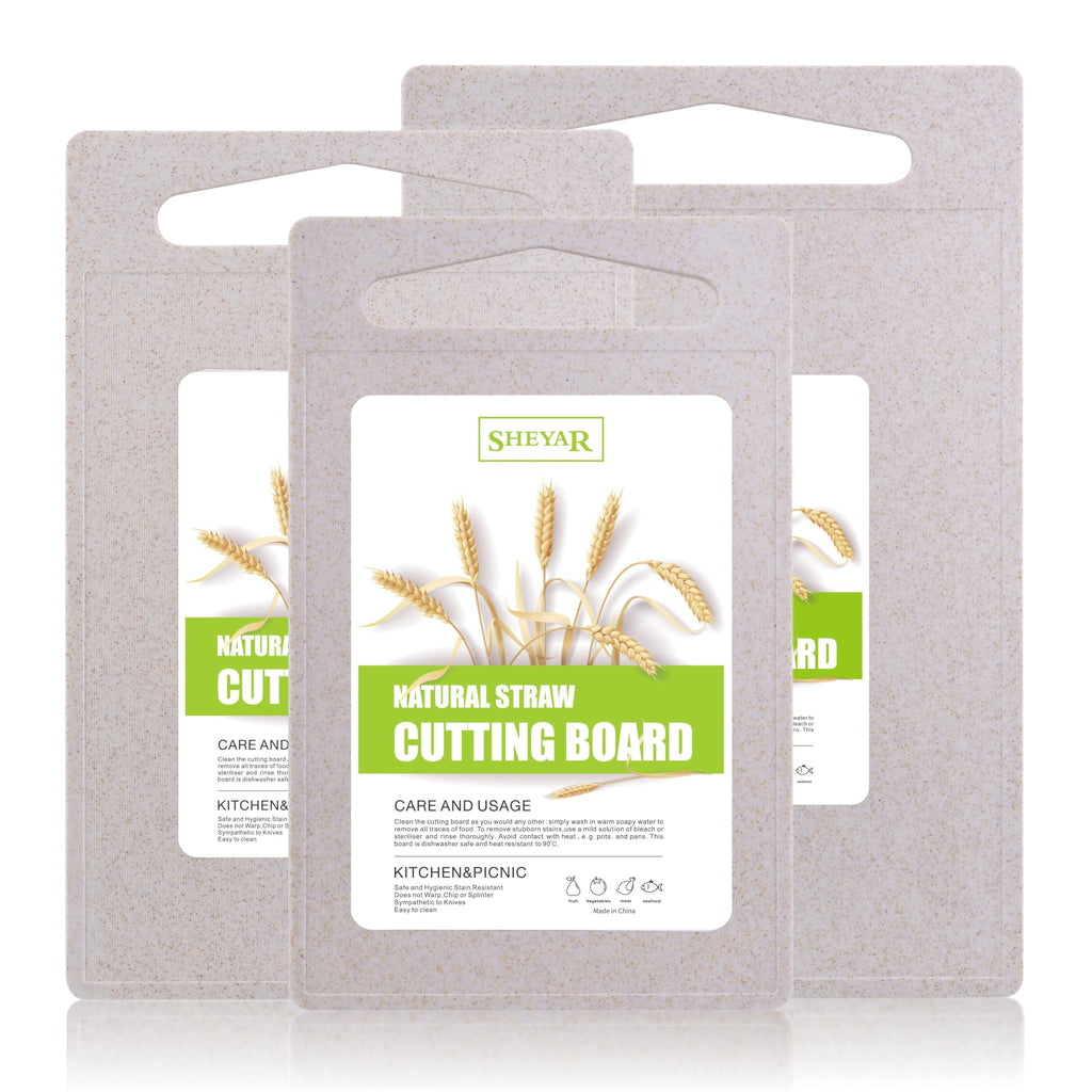 Cutting Board for Kitchen, Wheat Straw Fiber Cutting Board, Dish Washer Safe, w/Juice Grooves for Meat, Veggies, Easy Grip Handle, Non-slip Surface Eco-friendly Serveware Accessories （10‘x6.3’）