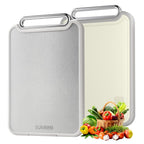 Sumzzz Stainless Steel Cutting Board for Kitchen, 2-in-1 Double-Sided Chopping Board, Dishwasher Safe, Food Grade Stainless Steel/PP, Easy to Clean, Large Size, Non-Slip, 16"×11"