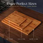 Pre-Oiled, Non Toxic 3-Piece Carbonized Bamboo Cutting Board Set