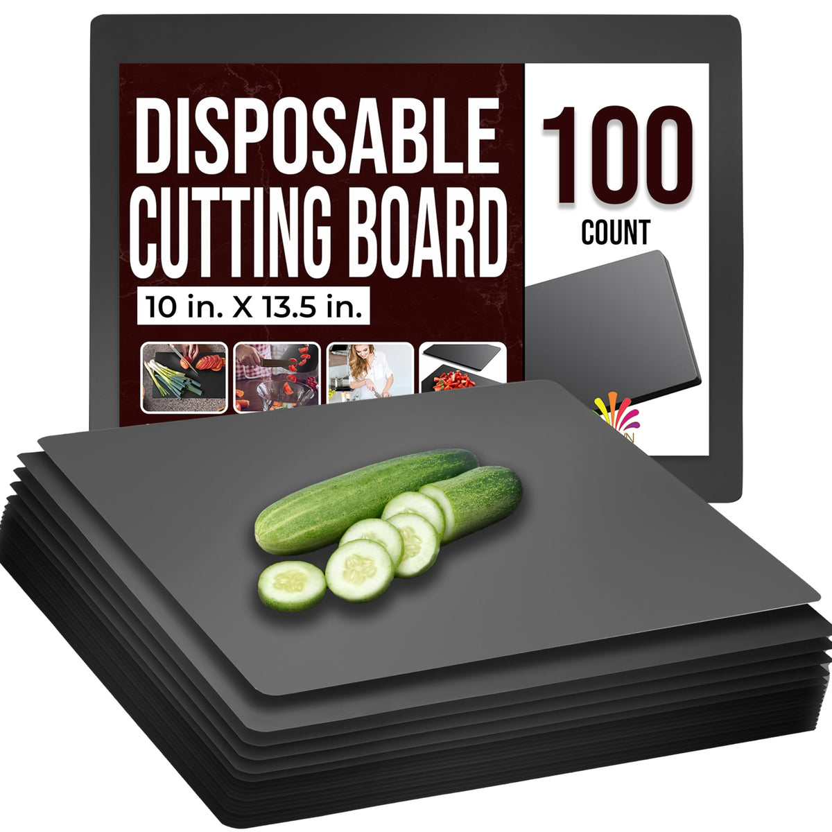 Crown Display 50 Count Premium Quality Disposable Cutting Boards ~10 Inch X 13.5 Inch Disposable Sheets For Kitchen And Commercial Use ~ Patent Pending ~ Recyclable Disposable Cutting Board Sheets