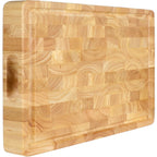 End Grain Cutting Board, Extra Large & Thick, End Grain Built-In Compartment and Juice Canal, Heavy Duty Chopping Board, Thick Carving Board for Bread Fruits Meat (17x13 Inches)