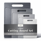 COOK WITH COLOR Non-Slip Cutting Board Set – Kitchen Essentials with Easy Grip Handle for Meat, Veggies, and Fruits, 4 Cutting Boards, Black