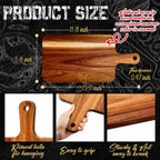 Nuenen 10 Pcs Wood Cutting Board with Handle 15.7 x 7.8 Inch Acacia Wooden Serving Kitchen Chopping Boards for Pizza, Bread, Cheese, Charcuterie, Fruit, Vegetables(Acacia)