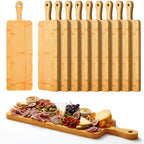 Nuenen 10 Pcs Wood Cutting Board with Handle 15.7 x 7.8 Inch Acacia Wooden Serving Kitchen Chopping Boards for Pizza, Bread, Cheese, Charcuterie, Fruit, Vegetables(Acacia)