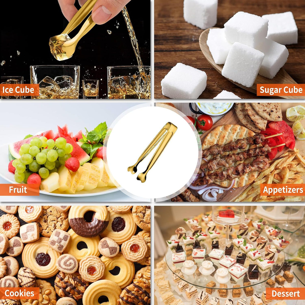 Serving Tongs, Anytrp 12-Packs Stainless Steel Sugar Tongs, 5.3inch Small Tong Kitchen Appetizers Tong for Serving Food, Buffets, Coffee Bar, Tea Party, Desserts Party and Ice Bucket
