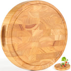 End Grain Cutting Board, Extra Large & Thick, End Grain Built-In Compartment and Juice Canal, Heavy Duty Chopping Board, Thick Carving Board for Bread Fruits Meat (17x13 Inches)