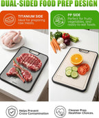 Non Toxic Titanium Cutting Board for Kitchen, Food Grade Titanium Cutting Boards 2 in 1 Double Sides, Non Slip Cutting Mat 15" x 10"