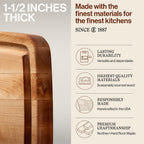 John Boos CB Series Rectangular Wooden Maple Cutting Board 20”x14” – 1.5” Thick, 12-lb Reversible Butcher Block with Rounded Edges, Juice Groove, Edge-Grain & Finger Grips – Made in the USA