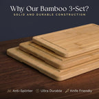 Pre-Oiled, Non Toxic 3-Piece Bamboo Cutting Board Set of 3, Pre-Oiled