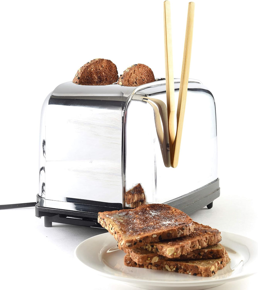 Norpro 1982 8" Bamboo 8" Toaster Tongs with Magnet, One Size