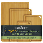 Keechee Bamboo Cutting Board, Durable Wood Cutting Boards for Kitchen with Deep Juice Grooves & Built-in Handles, Ideal Charcuterie & Chopping for Meat, Vegetables and Fruits Kitchen Gifts for Men