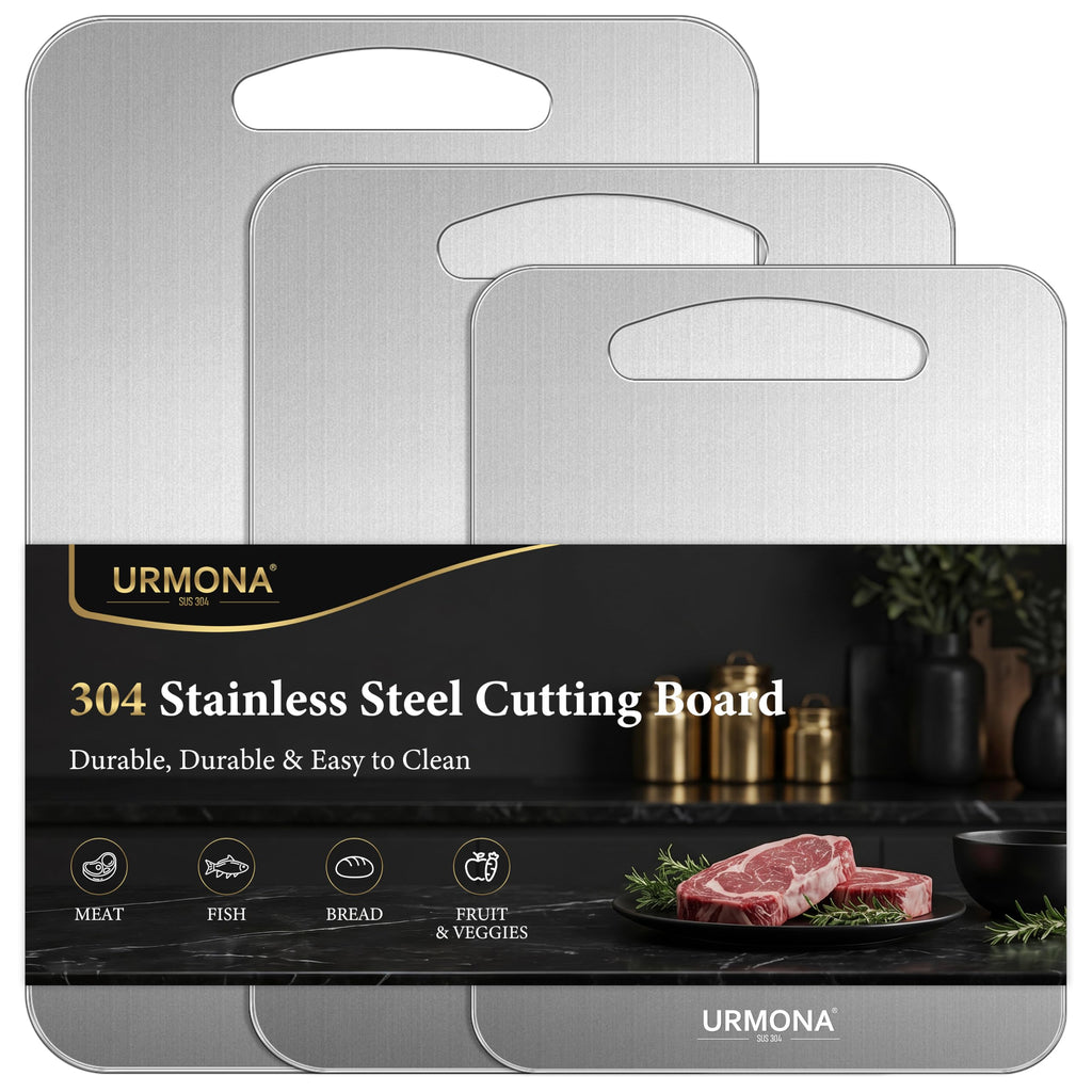 URMONA 3 PCS 304 Stainless Steel Cutting Board Set for Kitchen