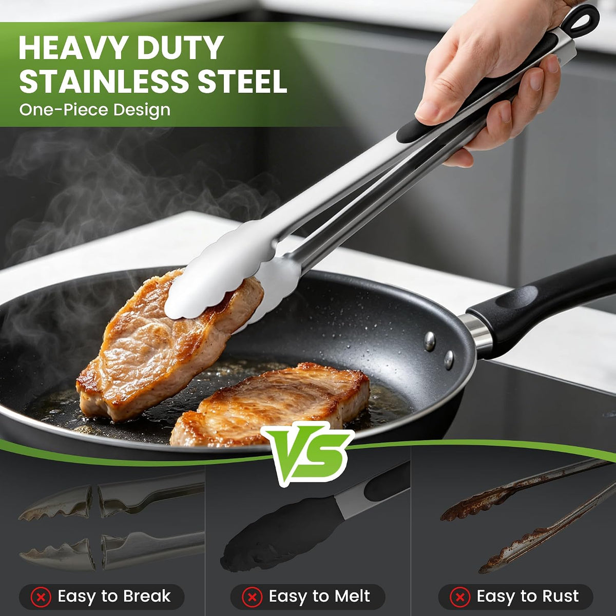 Grill Tongs, 17 Inch Extra Long Stainless Steel BBQ Tongs (17", 1PC)