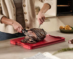 Joseph Joseph Cut&Carve Plus - Non-Slip, Multi-Function, Double-Sided Cutting Board for Food Preparation and Carving- Dishwasher Safe, Red