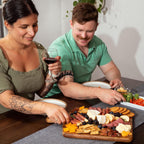 Acacia Wood Cutting Board and Chopping Board with Handle for Meat, Cheese Board, Vegetables, Bread, and Charcuterie - Decorative Wooden Serving Board for Kitchen and Dining Room, Large 17" x 13"