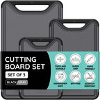Cutting Boards for Kitchen, Plastic Cutting Board Set of 3, Dishwasher Safe Cutting Boards with Juice Grooves for Meat, Veggies, Fruits, Easy Grip Handle, Serveware Accessories (Gray)