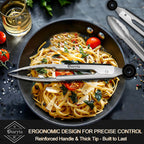 Stainless Steel Cooking Tongs Set of 3 - Heavy Duty 12/9/7 Inch Locking Tongs, Heat Resistant to 600 Degrees, Food Grade Kitchen Metal Tong for Food, Salad, & BBQ - Dishwasher Safe
