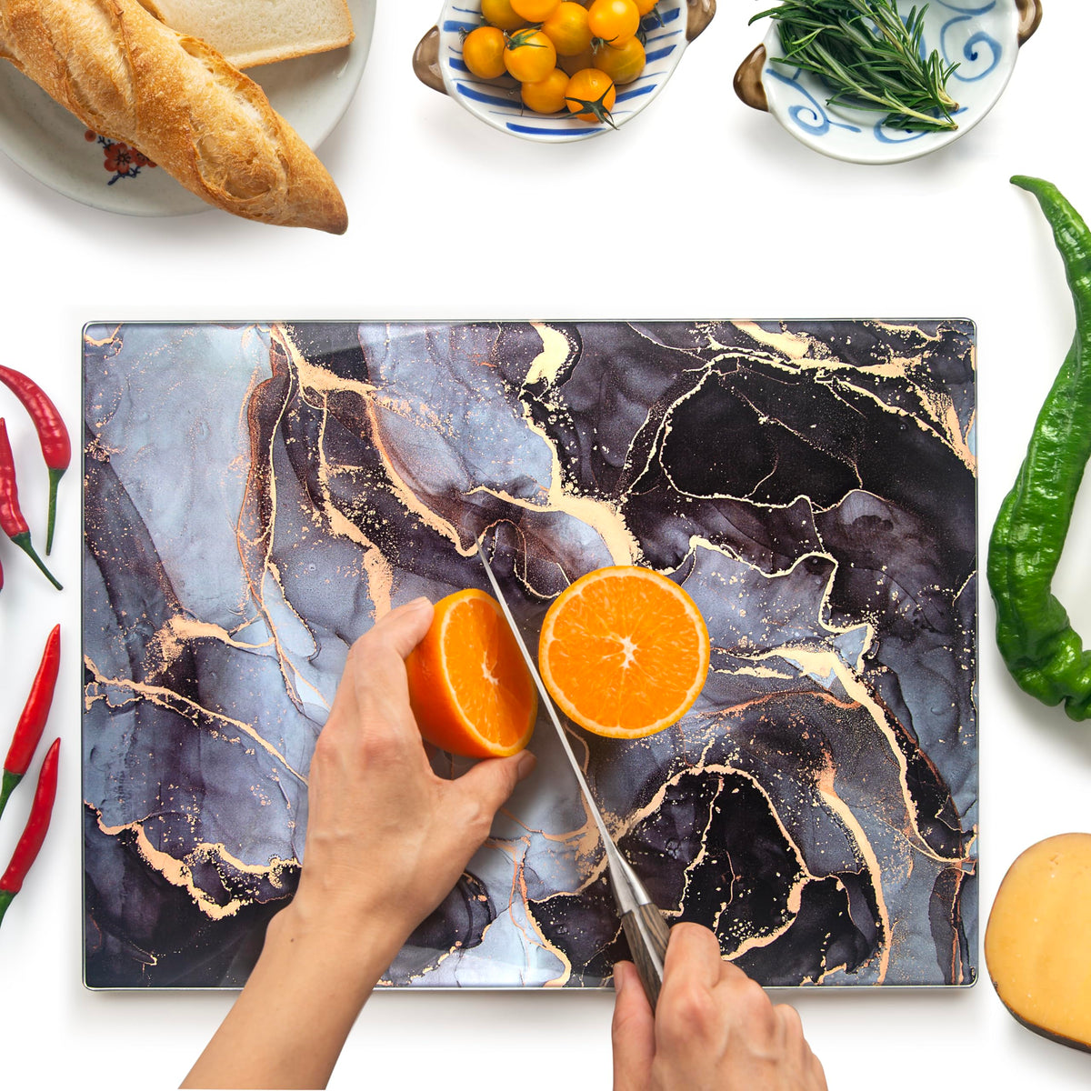 Kitchenville Glass Cutting Board 16"x12": Tempered Glass Kitchen Counter Protector - Durable- Scratch-Resistant, Heat-Proof - Clear Design