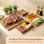 EDELHAUS Acacia Wood Cutting Boards for Kitchen Set of 3, Juice Groove